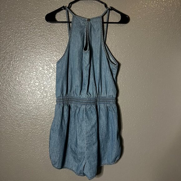 Rico Jeans Chambray Denim Romper Women’s Medium Sleeveless Drawstring M - Picture 4 of 7